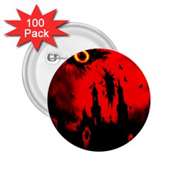 Big Eye Fire Black Red Night Crow Bird Ghost Halloween 2 25  Buttons (100 Pack)  by Alisyart