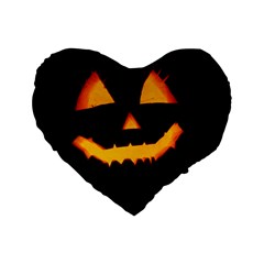 Pumpkin Helloween Face Autumn Standard 16  Premium Flano Heart Shape Cushions by Celenk