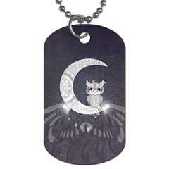 Mandala, Cute Owl On The Moon Dog Tag (two Sides) by FantasyWorld7
