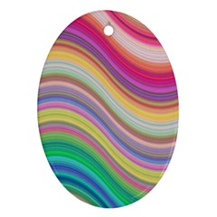 Wave Background Happy Design Ornament (oval) by Celenk