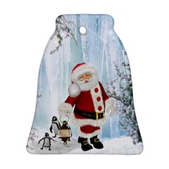 Santa Claus With Funny Penguin Bell Ornament (two Sides) by FantasyWorld7