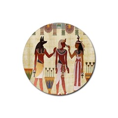 Egyptian Design Man Woman Priest Rubber Round Coaster (4 Pack)  by Celenk