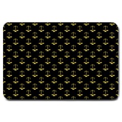 Gold Scales Of Justice On Black Repeat Pattern All Over Print  Large Doormat  by PodArtist