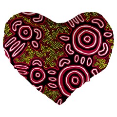 Aboriginal Art - You Belong Large 19  Premium Flano Heart Shape Cushions by hogartharts