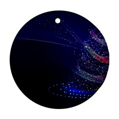 Christmas Tree Blue Stars Starry Night Lights Festive Elegant Round Ornament (two Sides) by yoursparklingshop