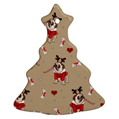 Pug Xmas Pattern Ornament (christmas Tree)  by Valentinaart