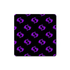 Purple Pisces On Black Background Square Magnet by allthingseveryone