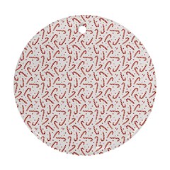 Candy Cane Round Ornament (two Sides) by patternstudio