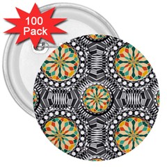 Beveled Geometric Pattern 3  Buttons (100 Pack)  by linceazul