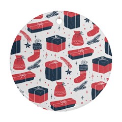 Christmas Gift Sketch Round Ornament (two Sides) by patternstudio