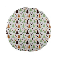 Reindeer Christmas Tree Jungle Art Standard 15  Premium Round Cushions by patternstudio