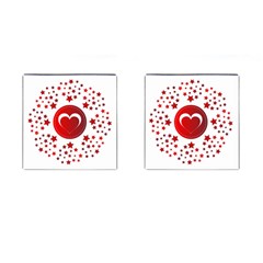 Monogram Heart Pattern Love Red Cufflinks (square) by Celenk