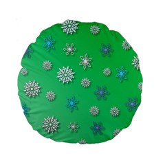 Snowflakes Winter Christmas Overlay Standard 15  Premium Round Cushions by Celenk