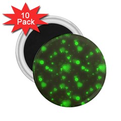 Neon Green Bubble Hearts 2 25  Magnets (10 Pack)  by PodArtist