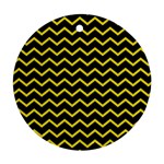 Yellow Chevron Round Ornament (Two Sides) Back