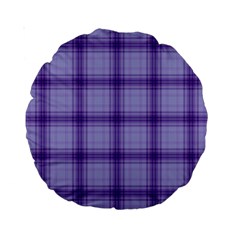 Purple Plaid Original Traditional Standard 15  Premium Round Cushions by BangZart