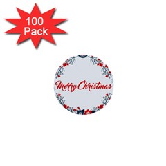 Merry Christmas Christmas Greeting 1  Mini Buttons (100 Pack)  by BangZart