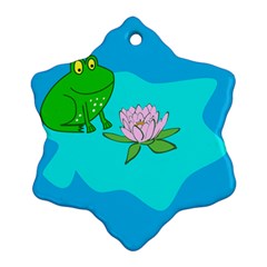 Frog Flower Lilypad Lily Pad Water Snowflake Ornament (two Sides) by BangZart