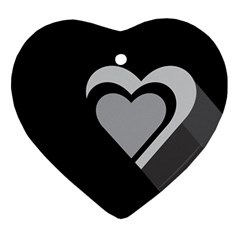 Heart Love Black And White Symbol Heart Ornament (two Sides) by Celenk