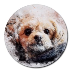 Dog Animal Pet Art Abstract Round Mousepads by Celenk
