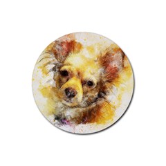 Dog Animal Art Abstract Watercolor Rubber Round Coaster (4 Pack)  by Celenk