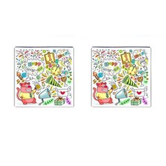 Doodle New Year Party Celebration Cufflinks (square) by Celenk