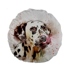 Dog Portrait Pet Art Abstract Standard 15  Premium Round Cushions by Celenk