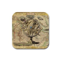 Map Compass Nautical Vintage Rubber Square Coaster (4 Pack)  by Celenk
