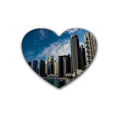 Skyscraper City Architecture Urban Heart Coaster (4 Pack)  by Celenk