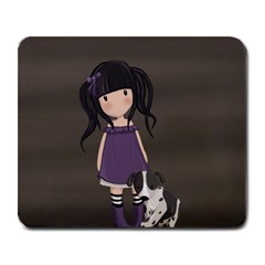 Dolly Girl And Dog Large Mousepads by Valentinaart