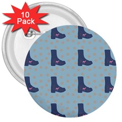 Deer Boots Teal Blue 3  Buttons (10 Pack)  by snowwhitegirl