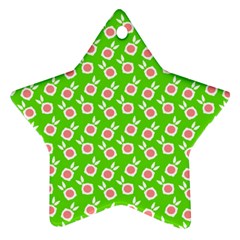 Square Flowers Green Ornament (star) by snowwhitegirl