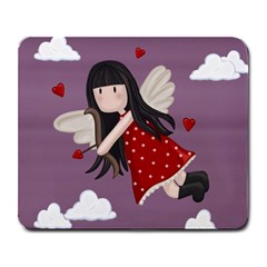 Cupid Girl Large Mousepads by Valentinaart