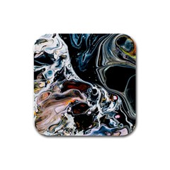 Abstract Flow River Black Rubber Square Coaster (4 Pack)  by Nexatart
