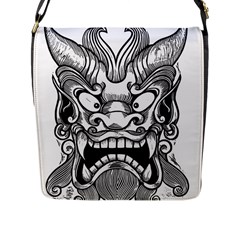 Japanese Onigawara Mask Devil Ghost Face Flap Messenger Bag (l)  by Alisyart