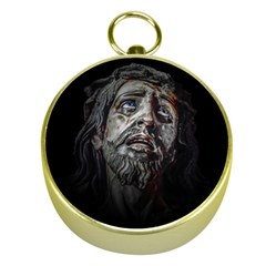 Jesuschrist Face Dark Poster Gold Compasses by dflcprints