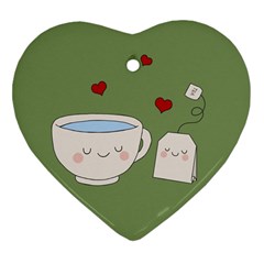 Cute Tea Heart Ornament (two Sides) by Valentinaart