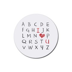 Love Alphabet Rubber Coaster (round)  by Valentinaart