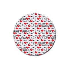 Xoxo Valentines Day Pattern Rubber Coaster (round)  by Valentinaart