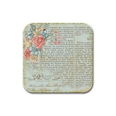 Vintage Floral Background Paper Rubber Square Coaster (4 Pack)  by Nexatart