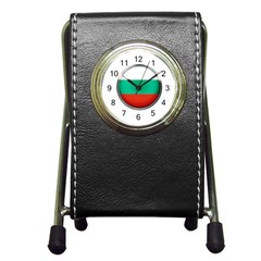 Bulgaria Country Nation Nationality Pen Holder Desk Clocks by Nexatart
