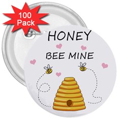 Bee Mine Valentines Day 3  Buttons (100 Pack)  by Valentinaart