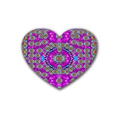 Spring Time In Colors And Decorative Fantasy Bloom Rubber Coaster (heart)  by pepitasart