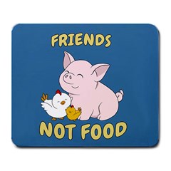 Friends Not Food - Cute Pig And Chicken Large Mousepads by Valentinaart