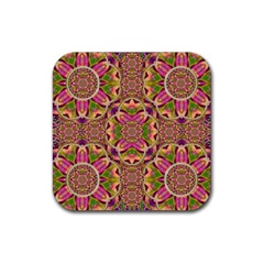 Jungle Flowers In Paradise  Lovely Chic Colors Rubber Coaster (square)  by pepitasart