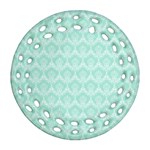Damask Aqua Green Round Filigree Ornament (Two Sides) Front