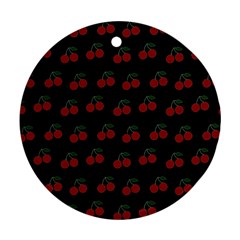 Cherries Black Ornament (round) by snowwhitegirl