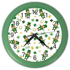 St Patricks Day Pattern Color Wall Clocks by Valentinaart