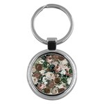 Rose Bushes Brown Key Chains (Round)  Front