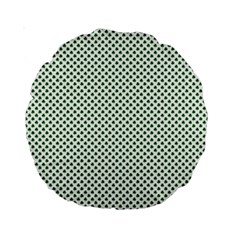 Shamrock 2-tone Green On White St Patrick’s Day Clover Standard 15  Premium Round Cushions by PodArtist